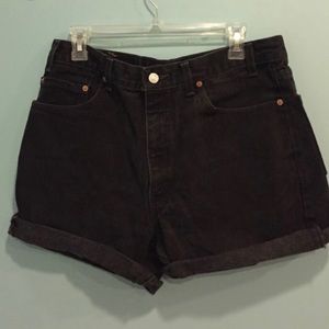 VINTAGE high waisted Levi black jean shorts